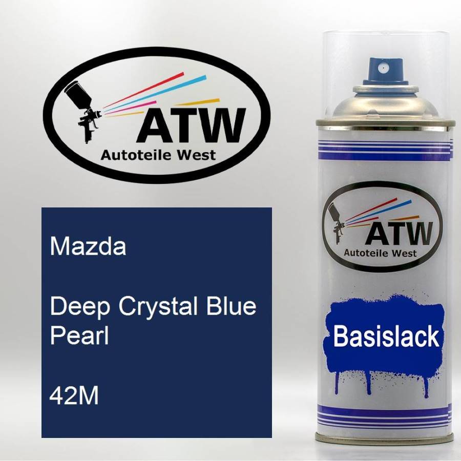 Mazda, Deep Crystal Blue Pearl, 42M: 400ml Sprühdose, von ATW Autoteile West.